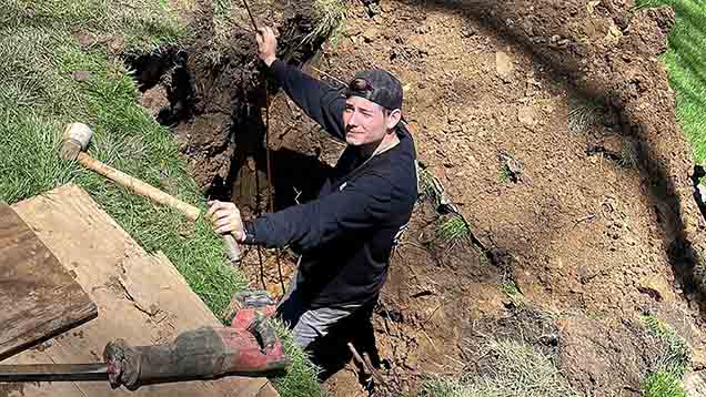 Sewer line being replaced